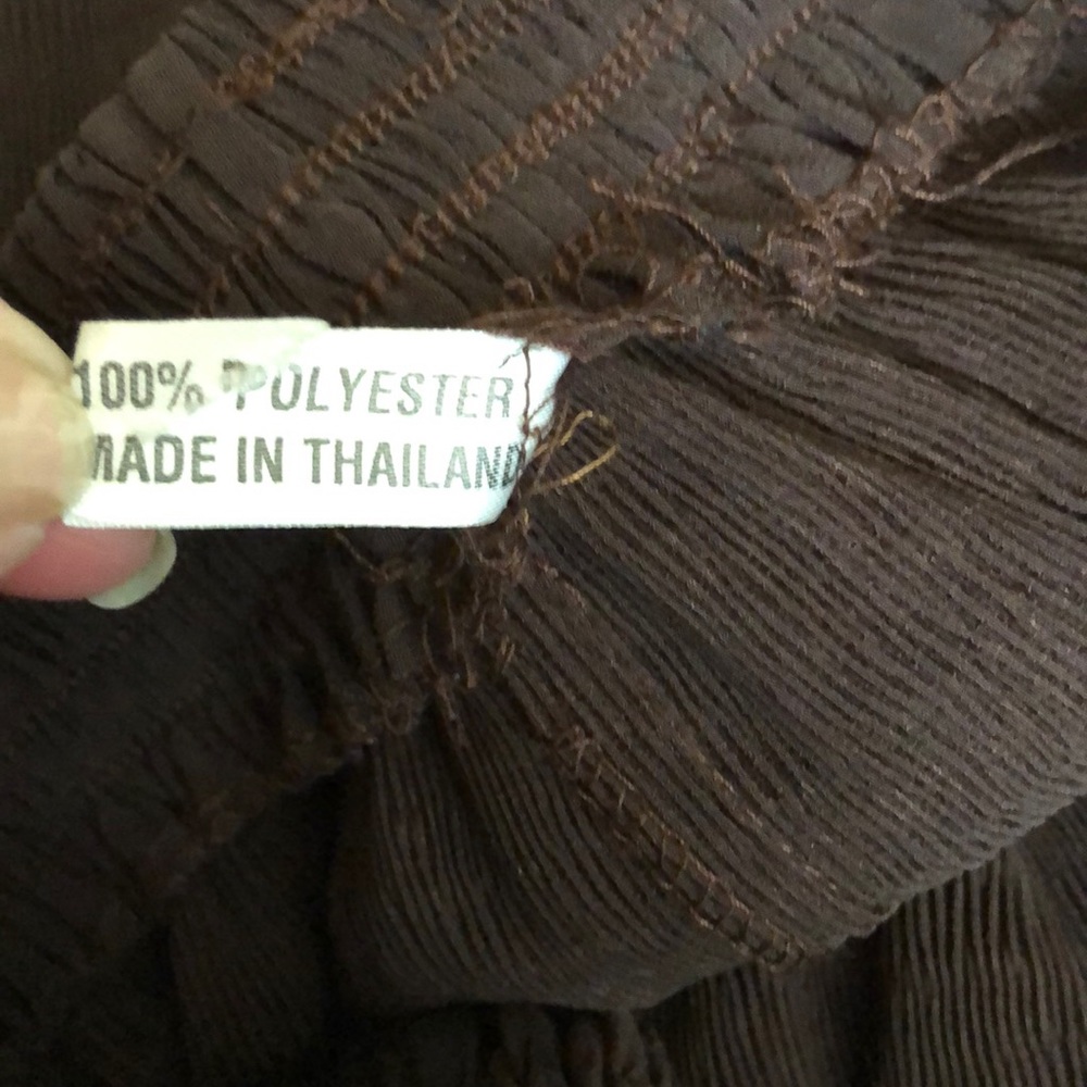 Dark brown textured palazzo pants - Picture 4 of 4